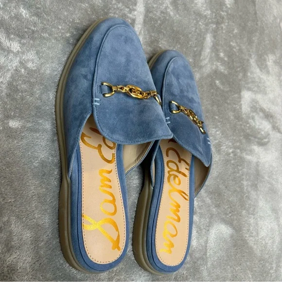 Sam Edelman Women’s Kira Blue & Gold Stone Suede Mule Size 9 M Slide On Shoes - Picture 13 of 16